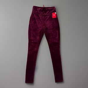 NWT Spanx Girls' Velvet Leggings Sz M Rich Burgundy